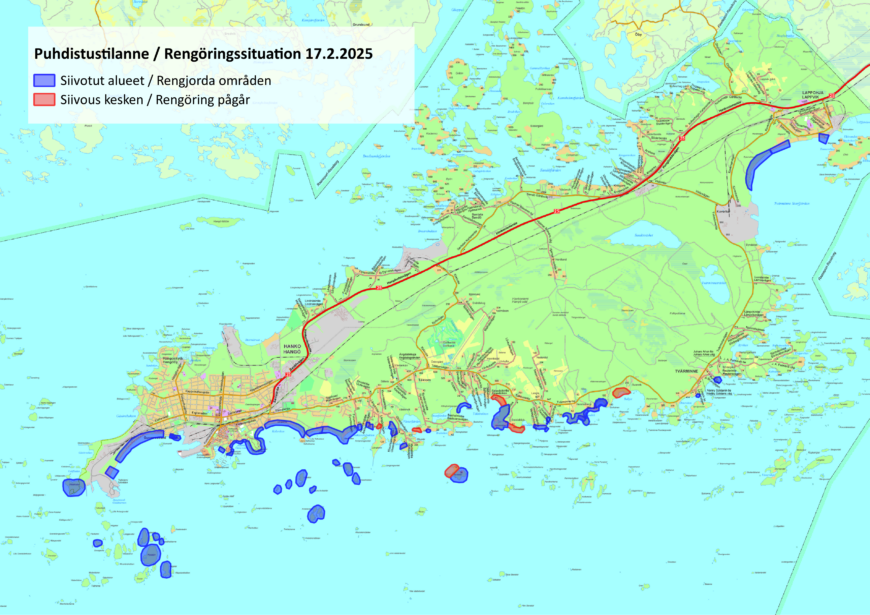 Karta över rengöringssituationen 17.2.2025