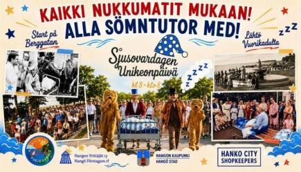 Affisch om Sjusovardagen. Flera bilder från sjusovarfirandet genom åren.