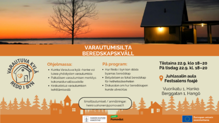 Varautumisillan mainoskuva, jossa sama teksti kuin uutisessa